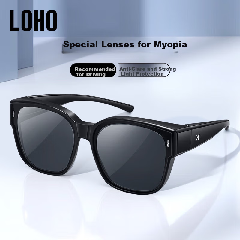 LOHO Polarized Prescription Sunglasses for Women and Men, Clip-On UV Protection Driving Glasses