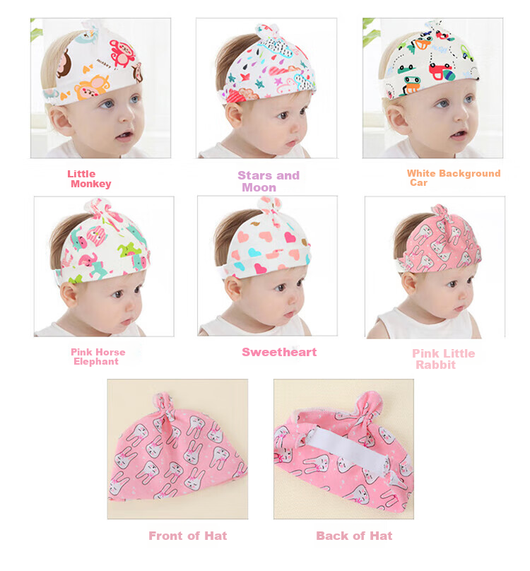 9i9 Baby Hat Pure Cotton Newborn Cartoon Topless Cap Brain Protection Fontanelle Guard 2pcs 0-1 Year Old Monkey F35 4