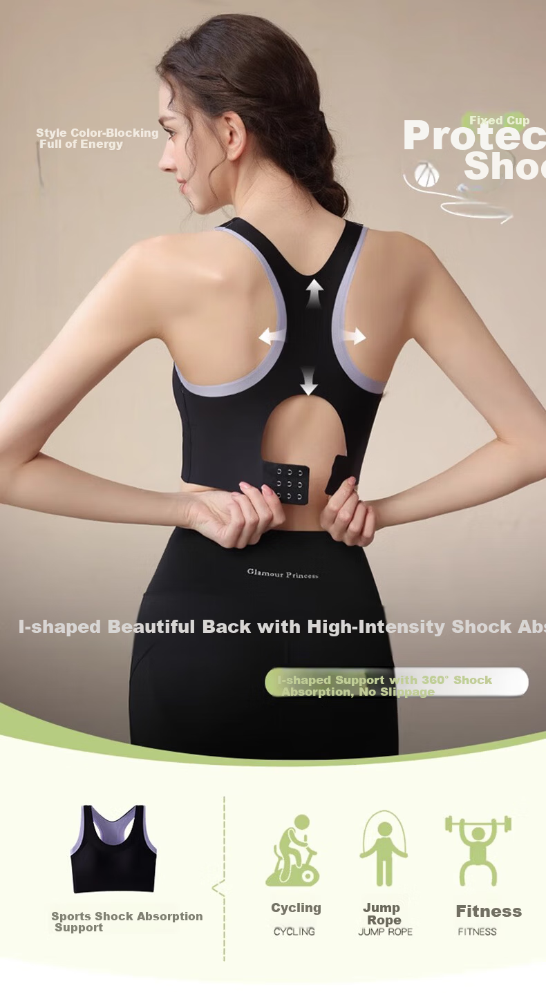 LangSha Women's High-Impact Sports Bra Shockproof Anti-Sagging Running Fitness Yoga Top Integrated Backless Bra 1