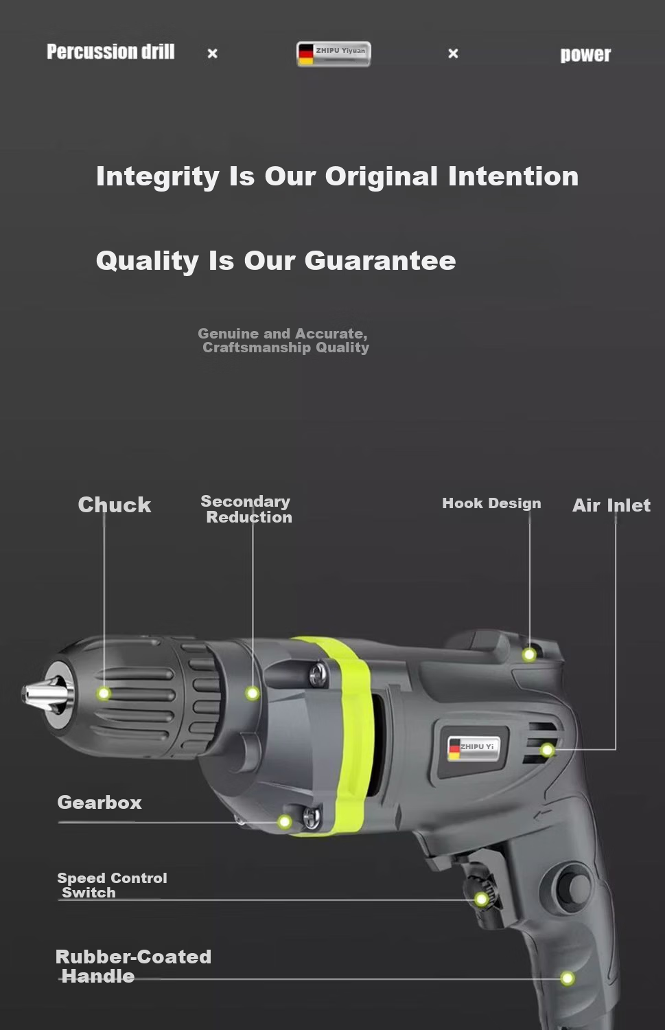 Zhipu 220V Household Multifunctional Electric Screwdriver High-Power Electric Handheld Drill Corded 22