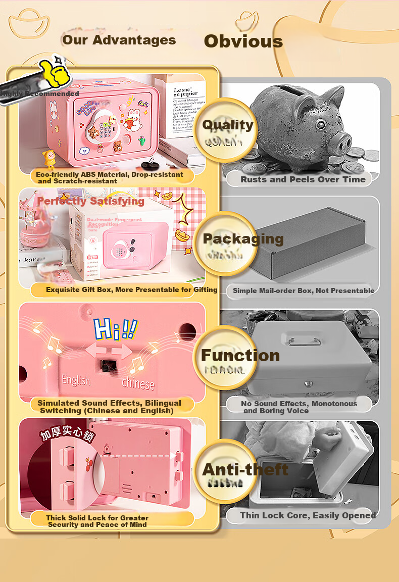 Kakabeier Kids Piggy Bank Toy Smart Savings Bank Password Fingerprint Early Education Finance 6-10 Years Boys Girls Birthday Gift 5