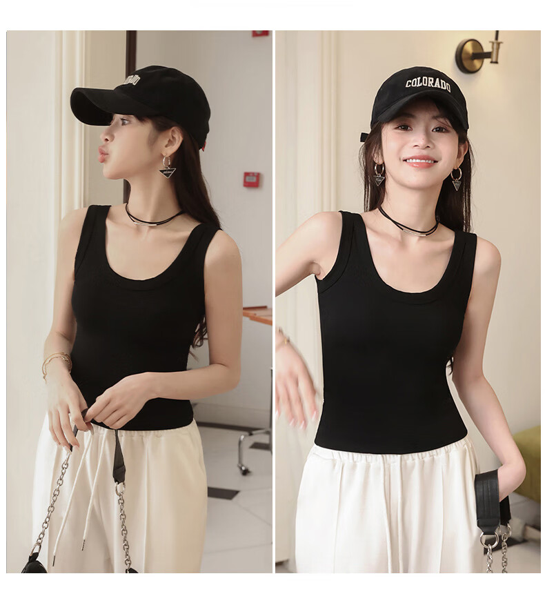Langsha Youkesi Women's Summer Ice Silk Slim Fit Camisole with Chest Pad, Thin Mulberry Silk Tank Top, Innerwear or Outerwear, Beautiful Back Design 22