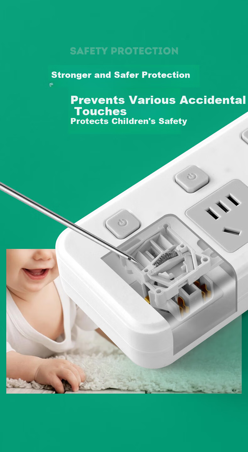 Sushiermo 10A to 16A + 10A 4KW High Power Conversion Plug/Power Strip/Extension Board with 8-Position Independent Switch 2.8m Cord for Air Conditioner/Water Heater 11