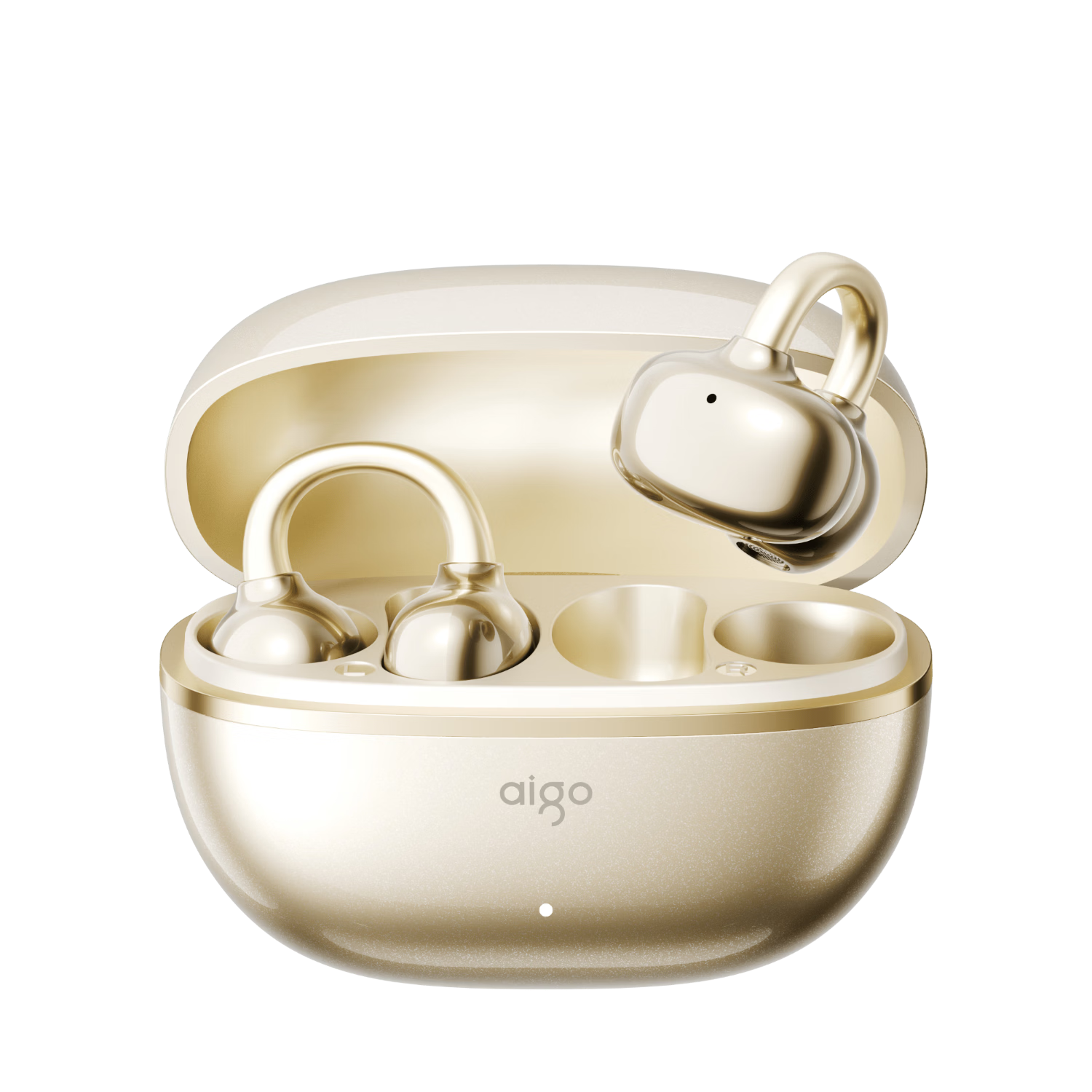 Aigo True Wireless Bluetooth 6.0 Open-Ear Clip-On Bone Conduction Sports Running Headphones for Kids CJ179 Rice Color