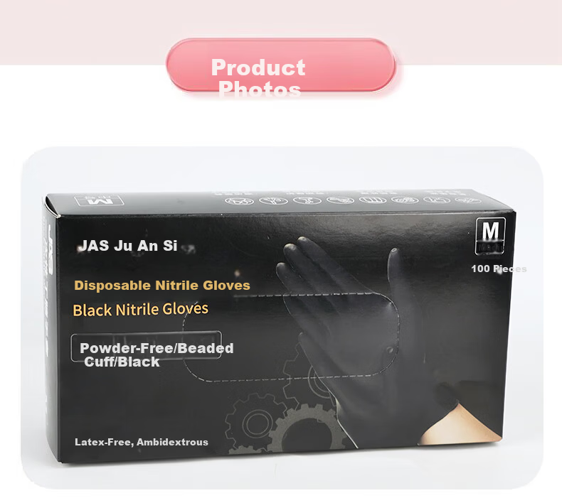 Jiansi Disposable Gloves, Nitrile Gloves, 100 Pieces, Medium Size, White, Durable, Food-Grade, Waterproof Rubber Gloves 10