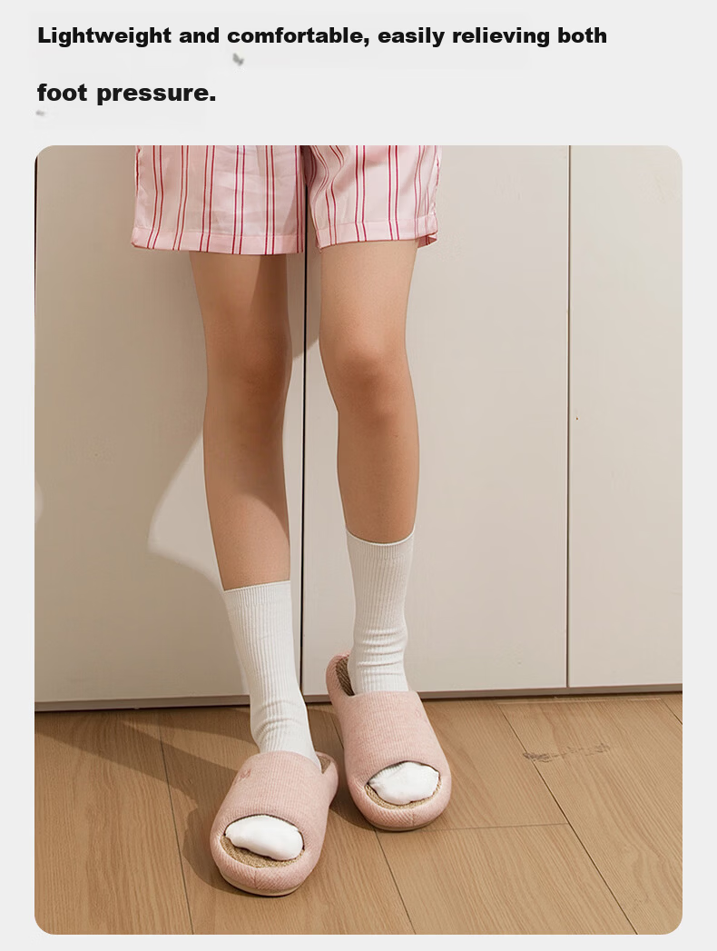 Puxiya Linen Slippers Women Indoor Home Non-Slip Odor-Resistant Bedroom Unisex Cotton Linen Slippers Pink Size 36-37 5