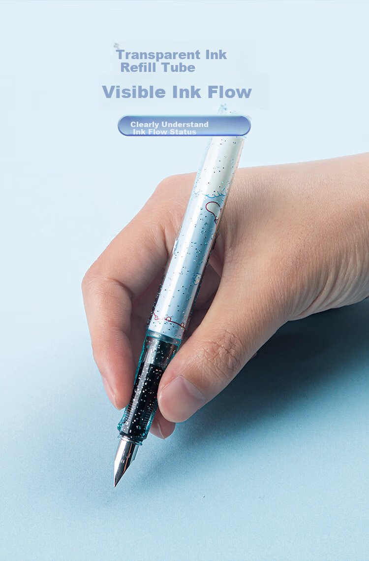 GuangBo & Sanrio Student Fountain Pen for Grades 4-6, EF Nib, Refillable Ink Cartridge, Hard Nib Calligraphy Pen, Girls' Gift, Random Pattern KT82288-H 7