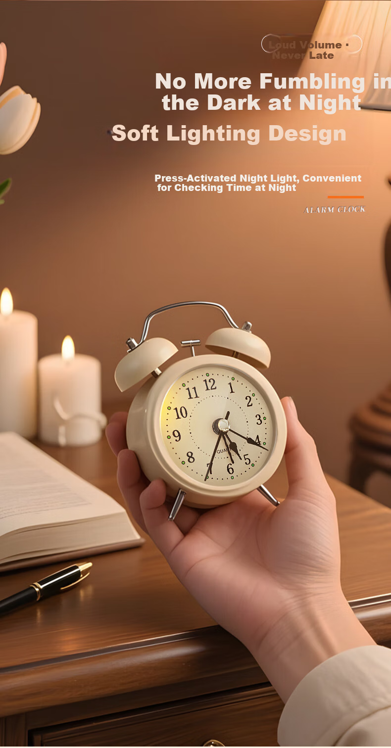 Zhong Xiaobai Xiaomi Yellow Mini Night Light Alarm Clock Large Volume Children's Student Wake-Up Device Mechanical Bell Strong Wake-Up Clock Back-to-School Essential 4