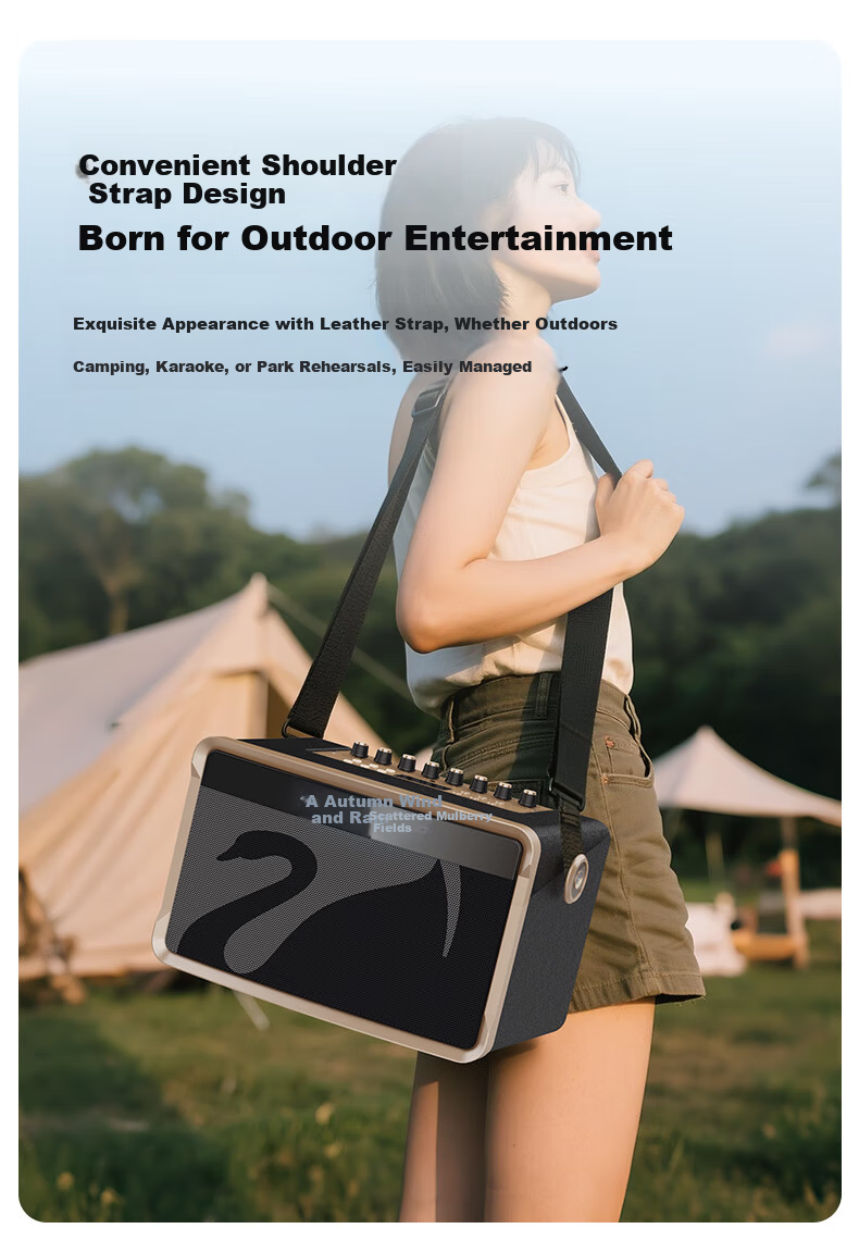 HiVi Portable Smart Bluetooth Speaker Outdoor High-Quality Sound Mobile Square Dance KTV Microphone Karaoke All-in-One Electro-Acoustic Guitar Folk Instrument Speaker MQ6 6