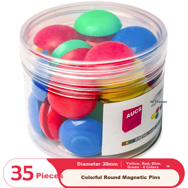 AUCS Whiteboard Magnetic Strong Small Round Magnet Magnetic Pin Blackboard Magnet Magnetic Clip Whiteboard Accessories Red and Green Colors / 10 Pieces / 30mm