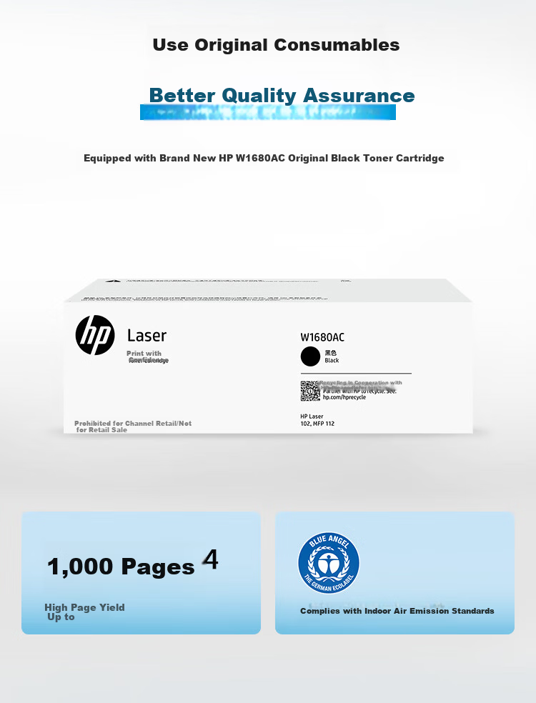 HP 102a Black and White Laser Printer Home Office Compact Zhan Series One-Year On-Site Service 9