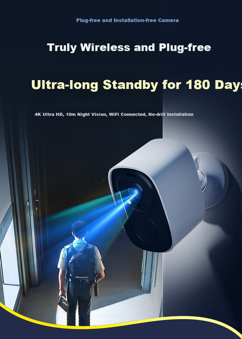 Tuqiang Wireless WiFi Magnetic Doorway Staircase Camera Battery-Powered Indoor Outdoor HD Remote Mobile Surveillance Camera No Drilling Required 18