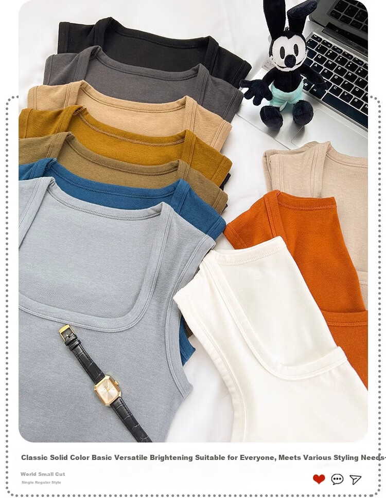 Langsha Women's New Cotton Racerback Tank Top Sleeveless Slim Fit Undershirt with Side Coverage Can Be Worn Out 3