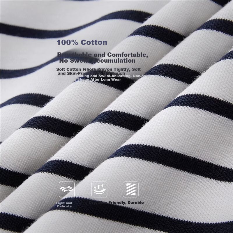 Giordano Women's Summer New Cotton Patchwork Striped Loose V-Neck Casual T-Shirt 13326234
