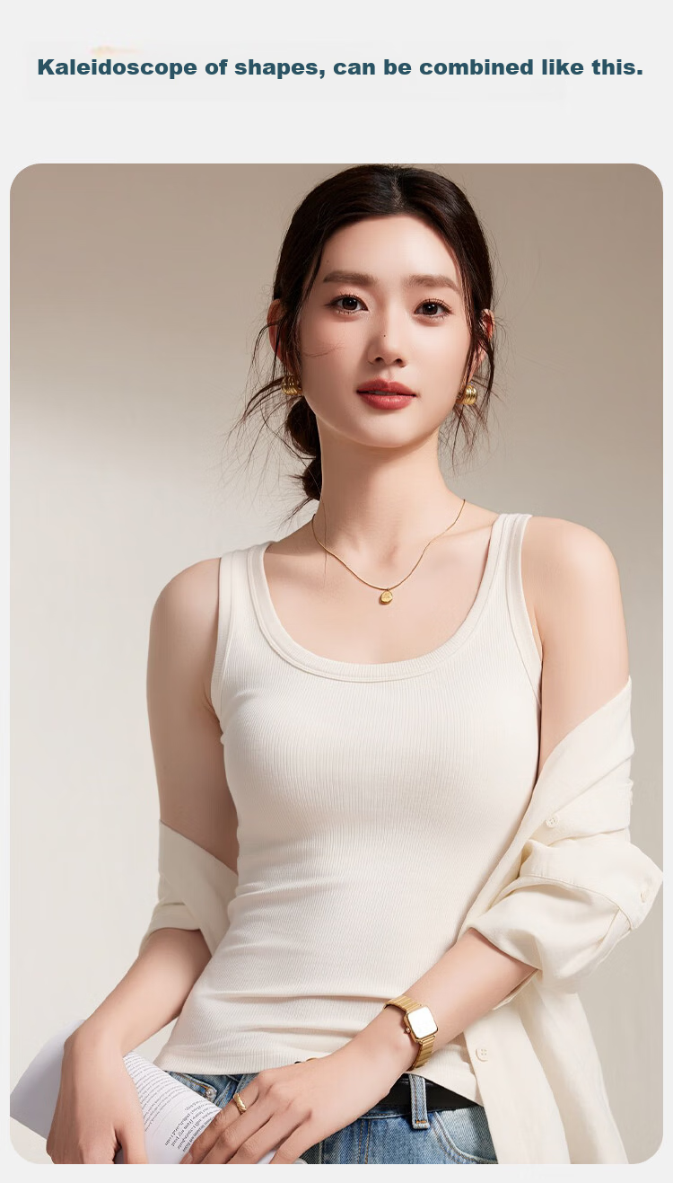 Herbal Original Color Women's Camisole 10A Antibacterial Camellia Fragrance Inner Base U-Neck Back Beauty Summer New Top 5