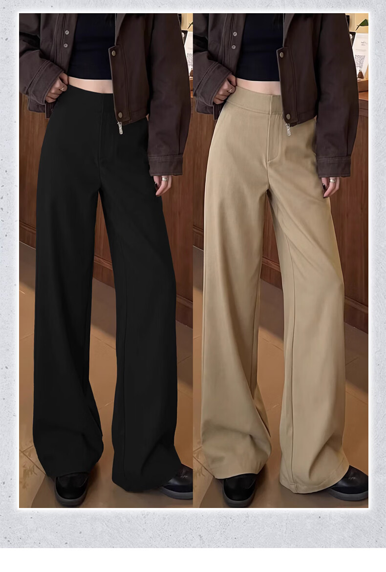 Borui Women's Casual Dress Pants 2026 New Spring Summer Flowing Wide-Leg Slim Straight-Leg Suit Trousers 2