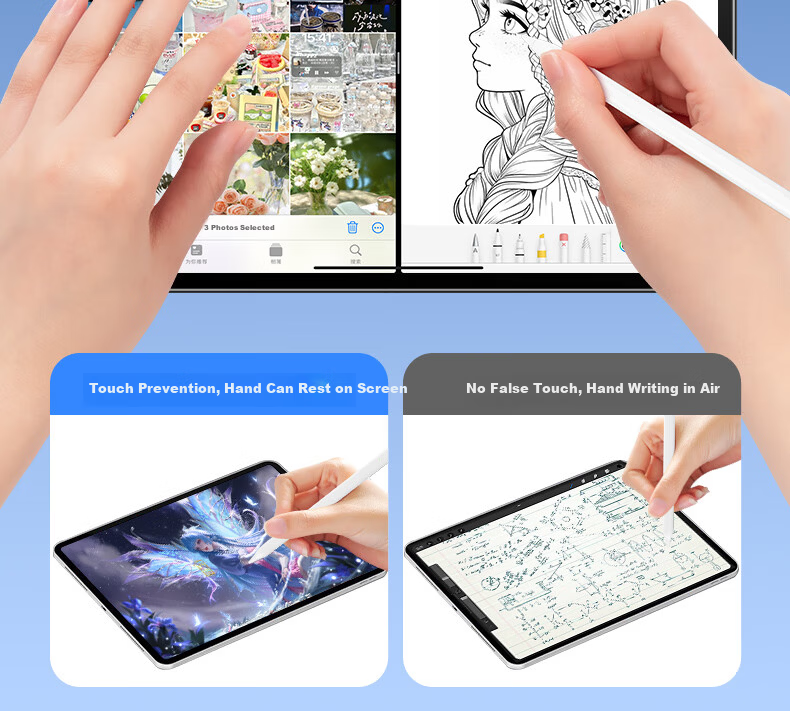 B.O.W New Apple Pencil Stylus for iPad Tablet Universal Apple Pen 1st and 2nd Gen Anti-Mistouch Drawing Capacitive Pen Magnetic Charging Model 9