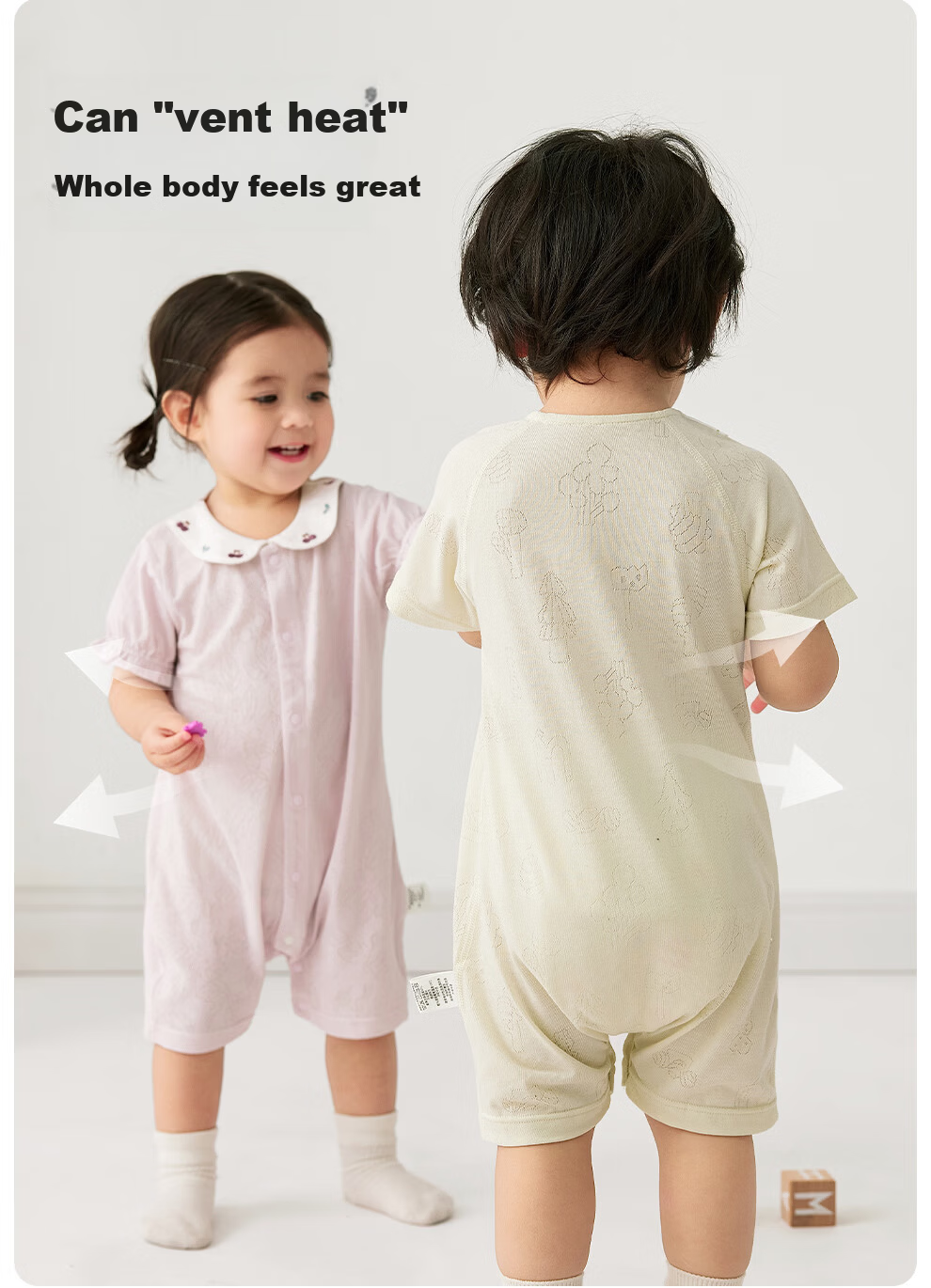 Wismorni Ice Silk Cotton Bamboo Fiber Baby Romper, Thin Breathable Infant Clothing, Short-Sleeve Summer Outfit 4