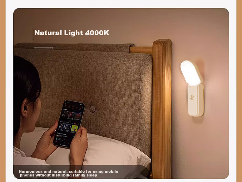 Jingqian Small Night Light Bedroom Bedside Reading Lamp Wall-Mounted Magnetic Rechargeable Desk Lamp Eye Protection Study Light 6