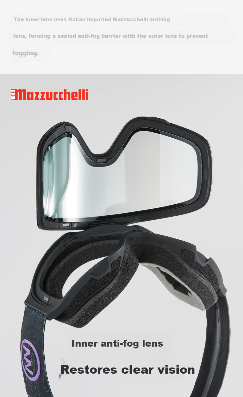 Nan En Ski Goggles Protective Eyewear Women Snowboard Glasses Breathable HD Anti-Fog Flip-Up Men Black Frame Purple 6