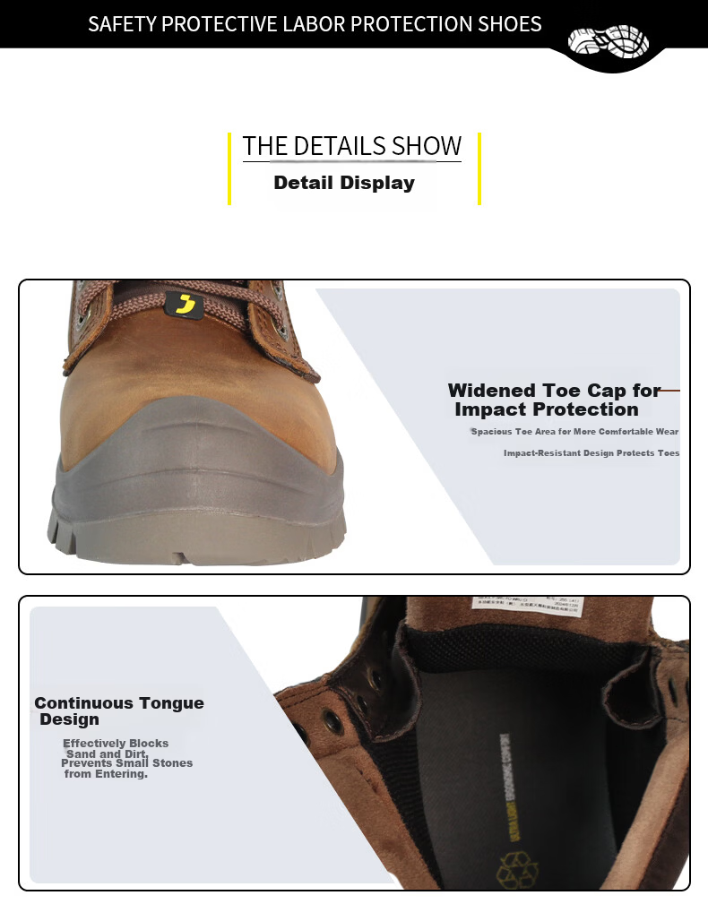 SAFETY JOGGER DAKAR Brown Men's Safety Work Shoes Anti-Smash, Anti-Puncture, Anti-Static, Wear-Resistant Size 39 8