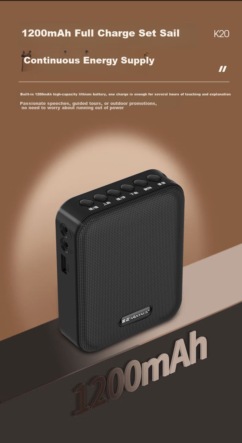 Jinzheng K10 Mini Bee Amplifier Teacher Teaching Dedicated Anti-Howling Wireless Lapel Microphone High Power Tour Guide Outdoor Portable Speaker Bluetooth Speaker Black 8