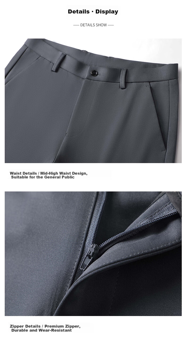 ROMON Elastic Shape-Retaining Casual Pants Men's Business Straight-Leg Sports Work Pants Wrinkle-Resistant Suit Trousers for Young and Middle-Aged Men 22