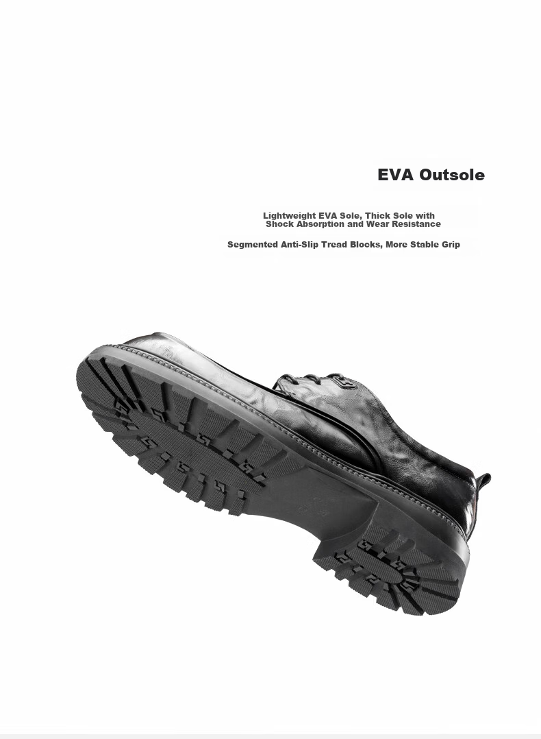 Aokang Men's Business Formal Leather Shoes Cowhide Wrinkled Youth Thick Sole Derby Shoes Black Size 41 2