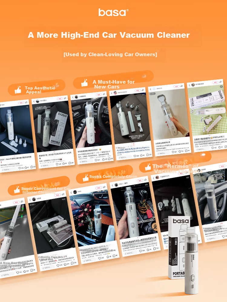 BASA Car Vacuum Cleaner Handheld Small Wireless High Suction Powerful Blower Vacuum All-in-One Automotive Home Desktop Cleaning Multifunction High Power Long Battery Life 8000Pa 1