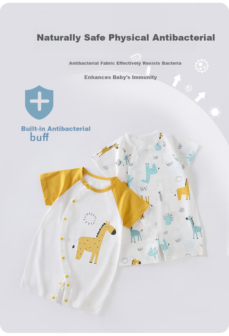 Qiaojiao Duck Baby Clothes Newborn Summer Thin Romper Class A Pure Cotton Full Moon Baby Crawling Suit Summer Pajamas 1