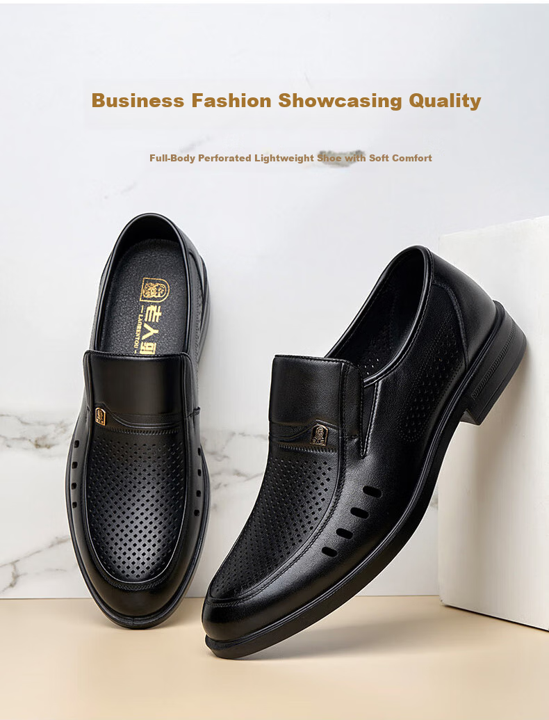 LAORENTOU Men's Business Formal Leather Slip-On Driving Shoes First Layer Cowhide Black Size 38 A90135 3