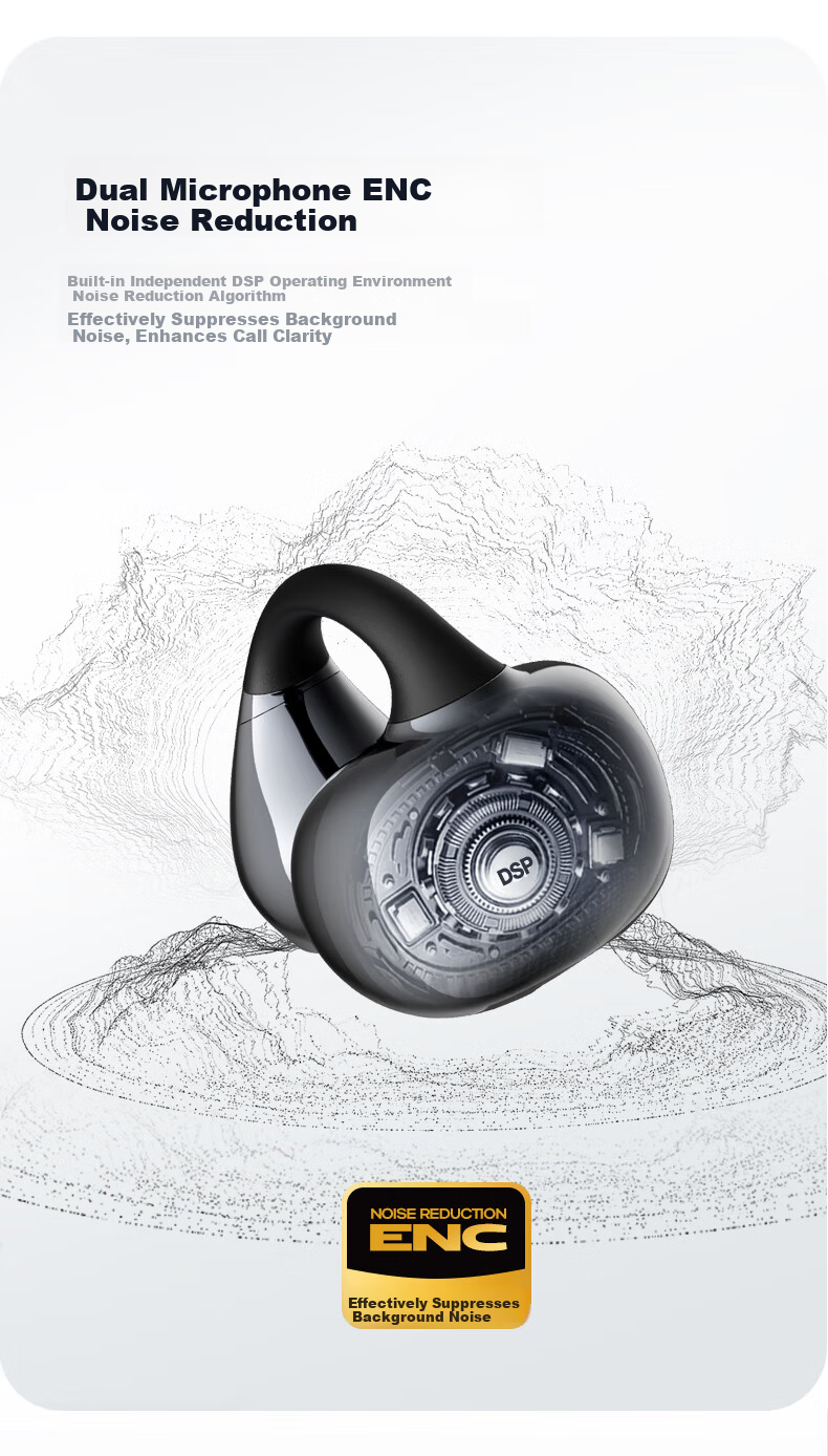 DOUBLE TUNE [Latest Model 2025] Pebble C1 DT Sports Gaming Ear Clip Wireless Bluetooth Headphones, Open-Ear Design Suitable for Apple And Huawei, Silk White 11