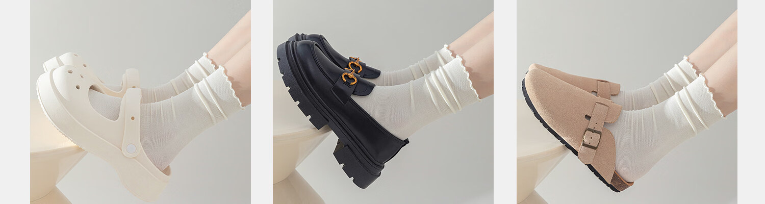 Guxu Disposable Socks Summer Thin Ice Silk Socks Women Travel Daily Use Mid-Calf Cotton Socks Black and White 79