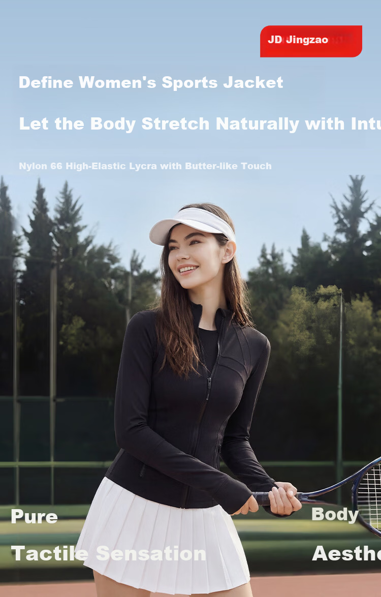 JD Jingzao 2026 New Spring Summer Define Women's Sports Jacket Running Fitness Slim Fit Coat Black L 1