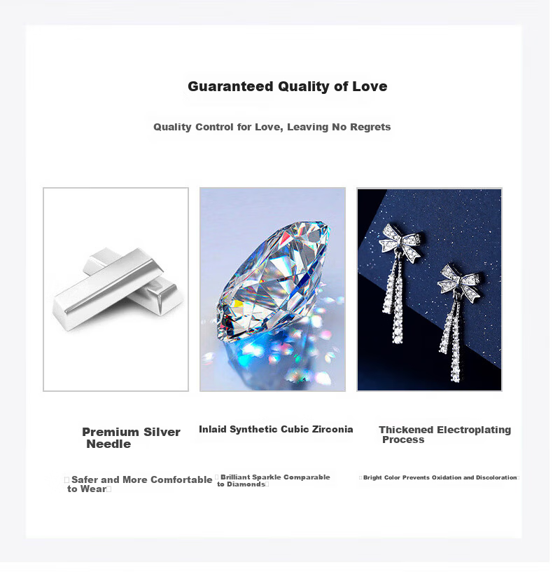 Zhoubaifu Weekly Silver Earrings for Women, Luxury Set, Stud Earrings, Birthday Gift for Girlfriend on Valentine's Day And 520 5