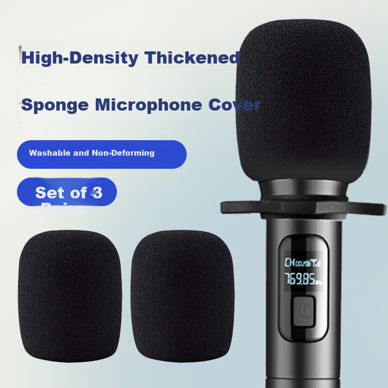Baking Microphone Foam Covers Wireless Wired Stand Microphone Disposable KTV Microphone Covers Windshield Noise Reduction Microphone Caps 3 Pairs Black