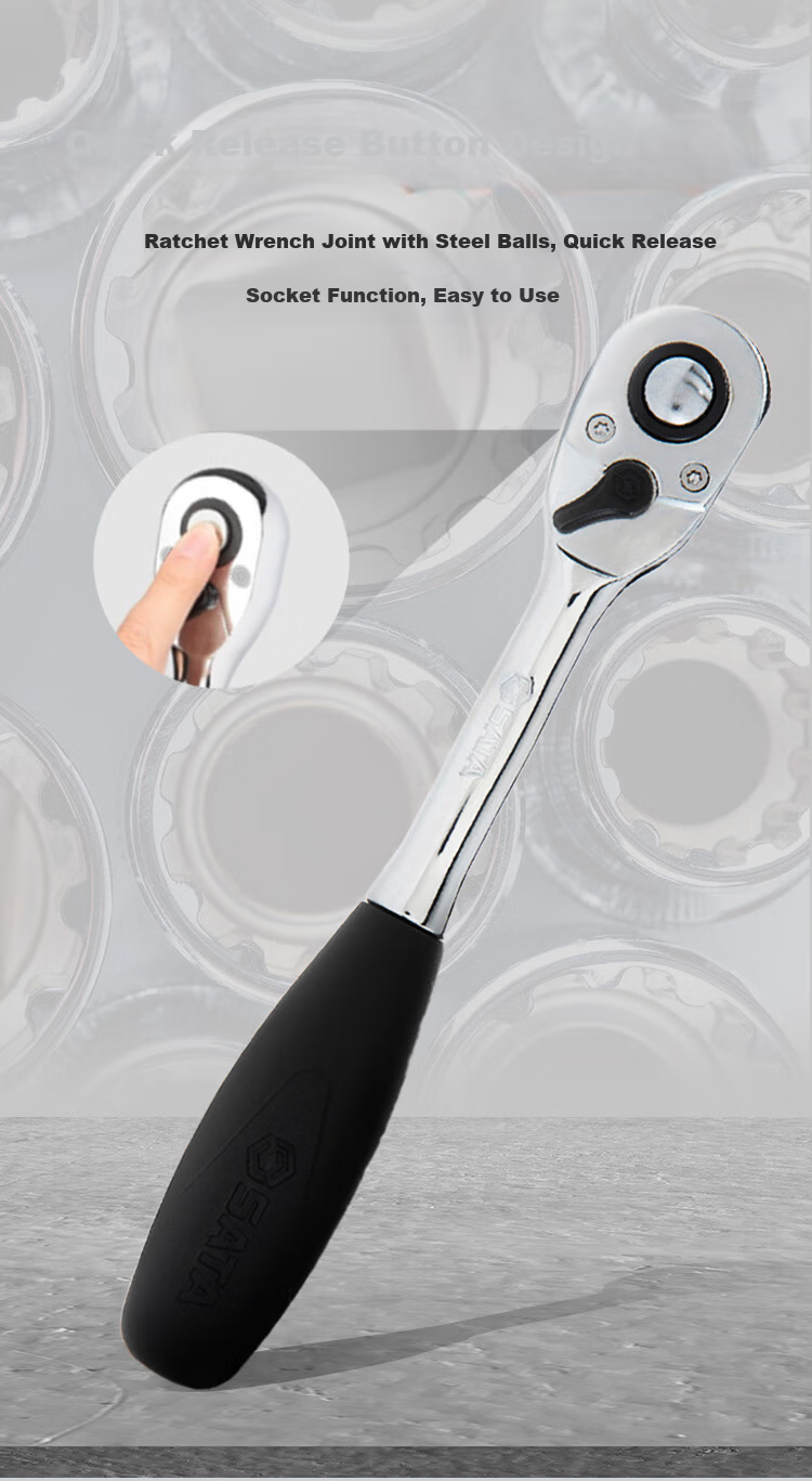 SATA 6.3MM Series Professional Quick-Release Ratchet Wrench 5", Mini Version Small Flying Ratchet Wrench 11902 4