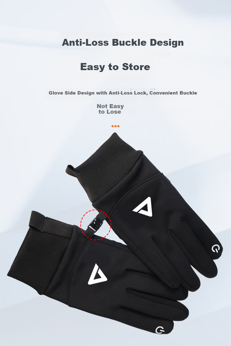 PEAK Cycling Gloves Unisex Autumn Winter Waterproof Mountain Bike Outdoor Sports Non-slip Touchscreen Warm Gloves Black 6