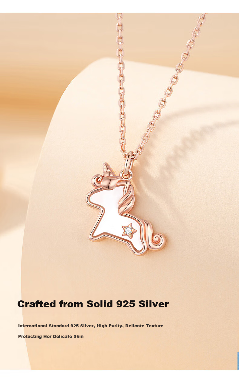 Grace Girl Unicorn Diamond Necklace Women Light Luxury Cute Dreamy Clavicle Chain Practical Anniversary Gift for Girlfriend Birthday 3
