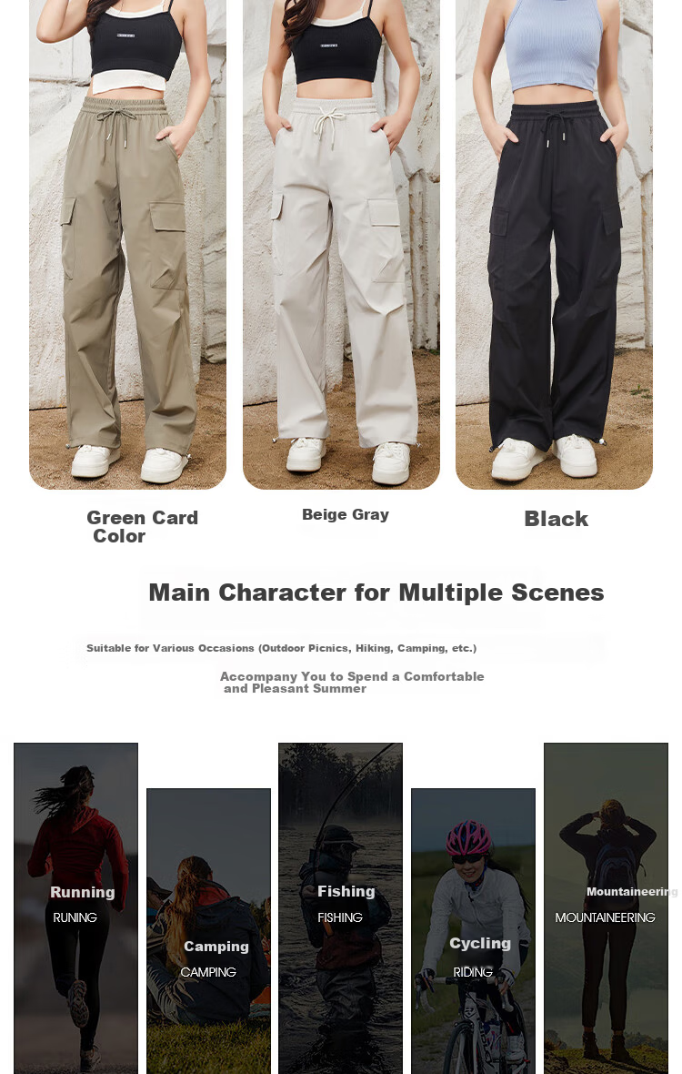 Borui Women's Work Pants 2026 Summer Outdoor Sports Tactical Straight-Leg Jogger Couple Paratrooper Casual Pants 12