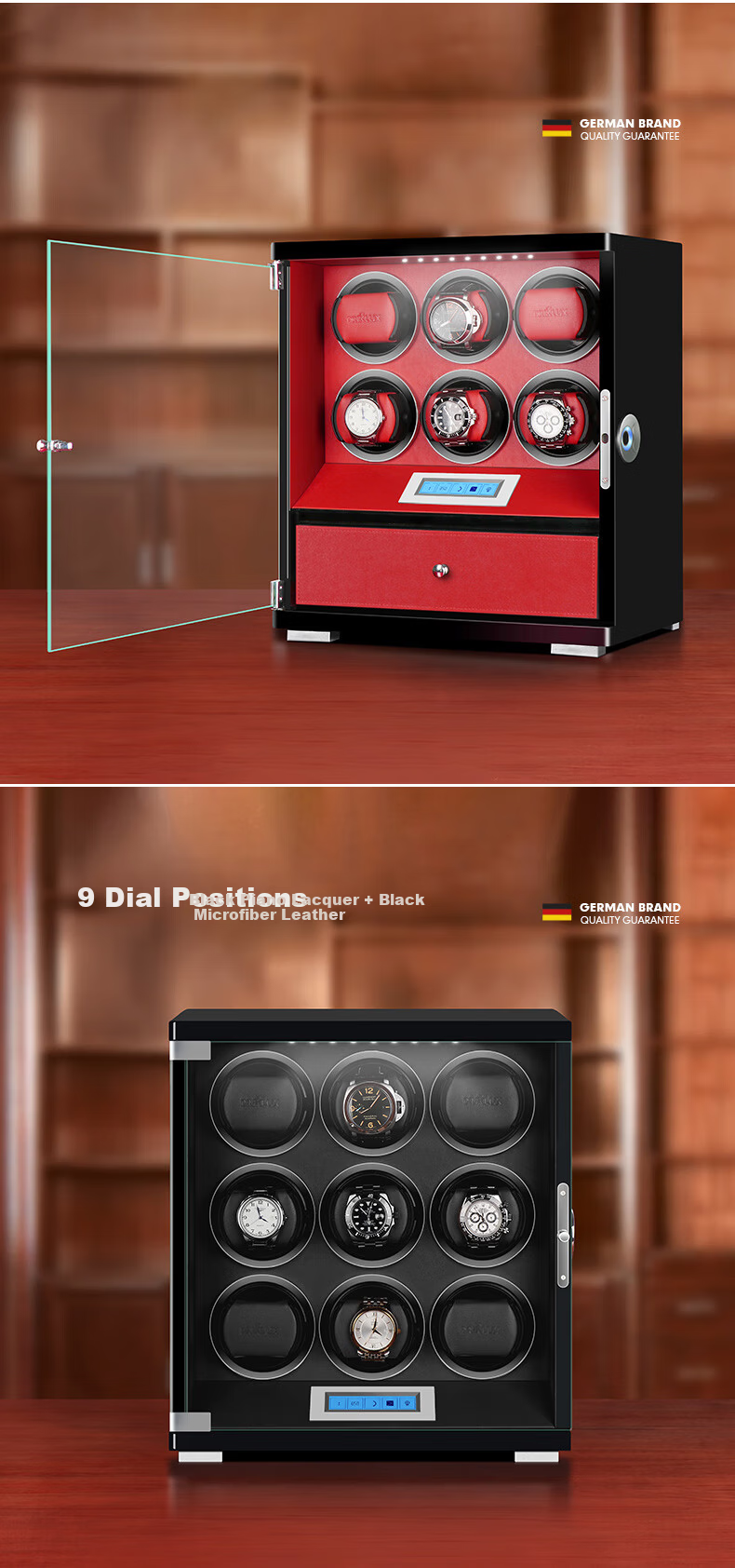 DrikLux Automatic Watch Winder with Fingerprint Lock Storage Box Mechanical Watch Turner New Year Gift for Elders 7
