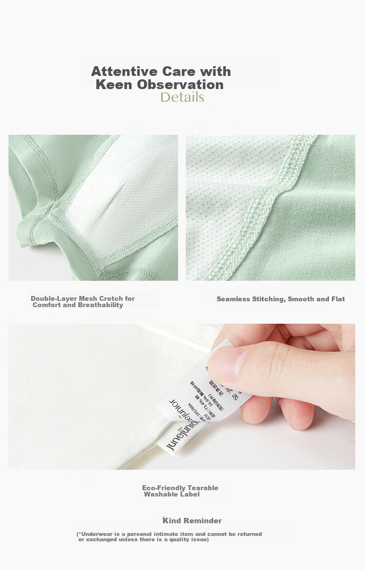 Junejunior [babylove Sub-brand] Children's Underwear 3-12 Years Boys and Girls 3D Cut Boxer Briefs Spring Summer 2-Pack 14