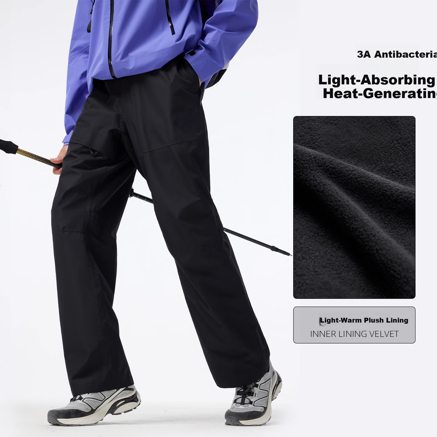 CAMEL Men's Outdoor 3-in-1 Windproof Waterproof Fleece Lined High Breathability Anti-Hypothermia Mountaineering Pants Women M
