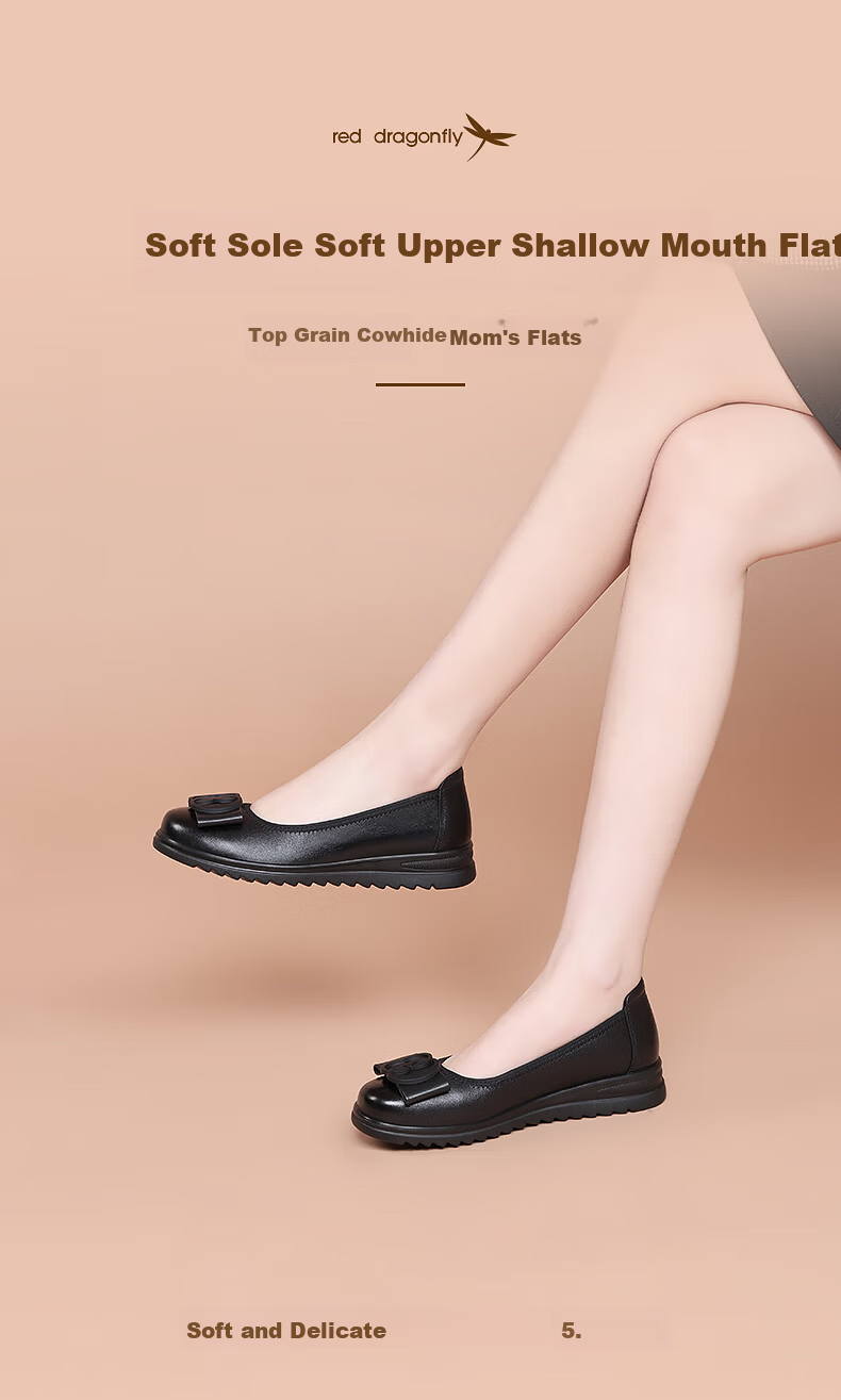 Red Dragonfly Women's Soft Sole Slip-On Low-Cut Comfortable Flat Shoes WTB152601 Black Size 35 1