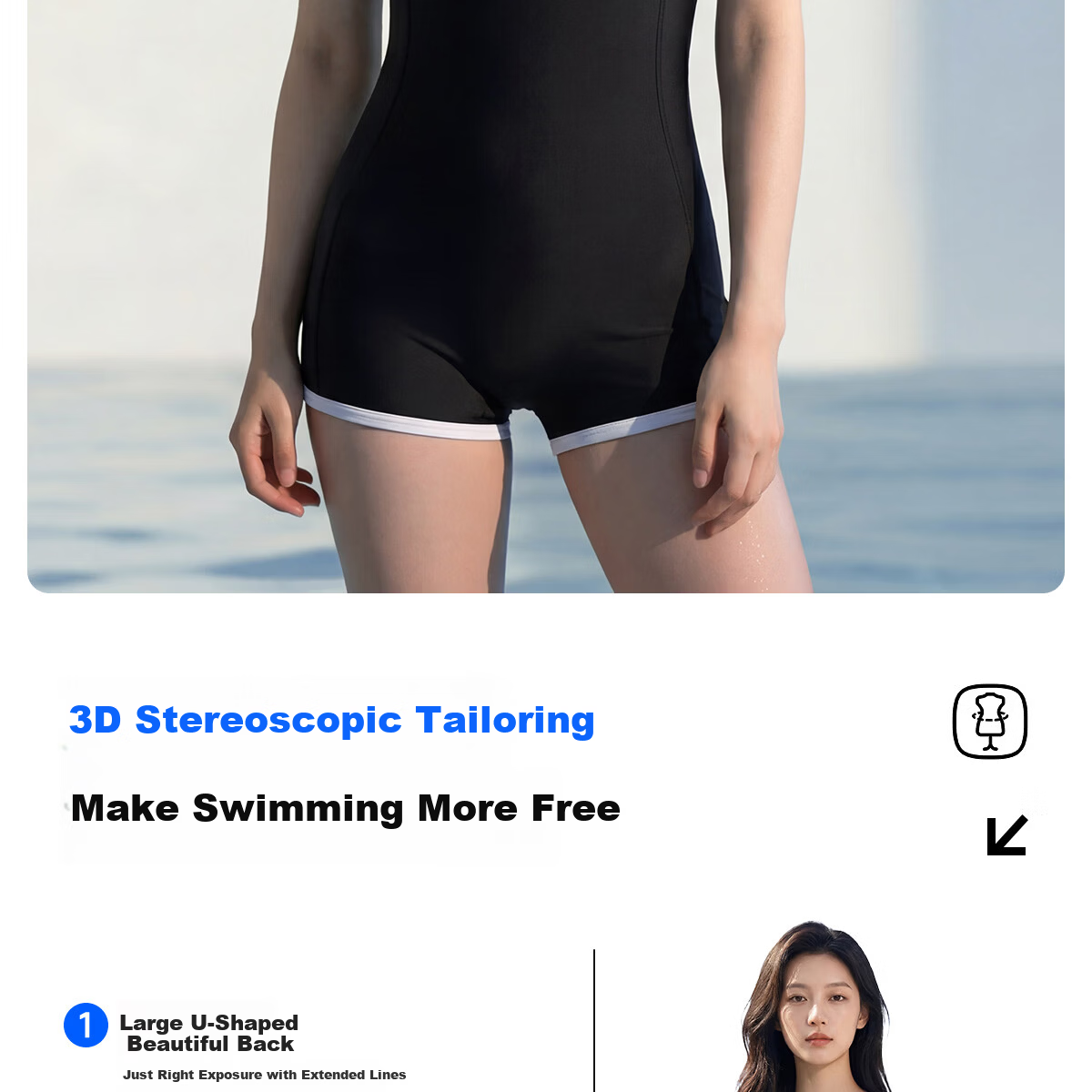361° Women's One-Piece Sleeveless Square-Leg High-End Racing Training Swimsuit Spa Swimwear 4