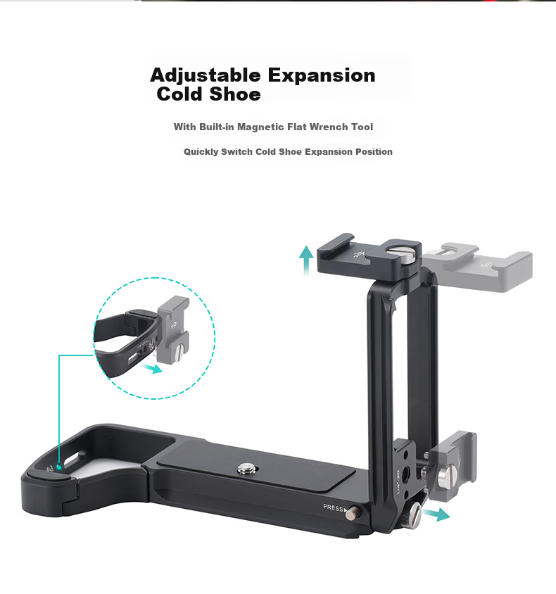 TILTA Iron Head L-Shaped Vertical Quick Release Plate for Sony A7R5/A7M4/A7S3 Camera Stabilizer Live Streaming Accessory L-Shaped Vertical Plate - Titanium Gray 6