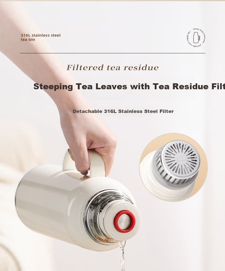 Fuguang Large Capacity Insulated Thermos Flask Stainless Steel Vacuum Water Bottle Portable Outdoor Hot Water Bottle 1200ML 4