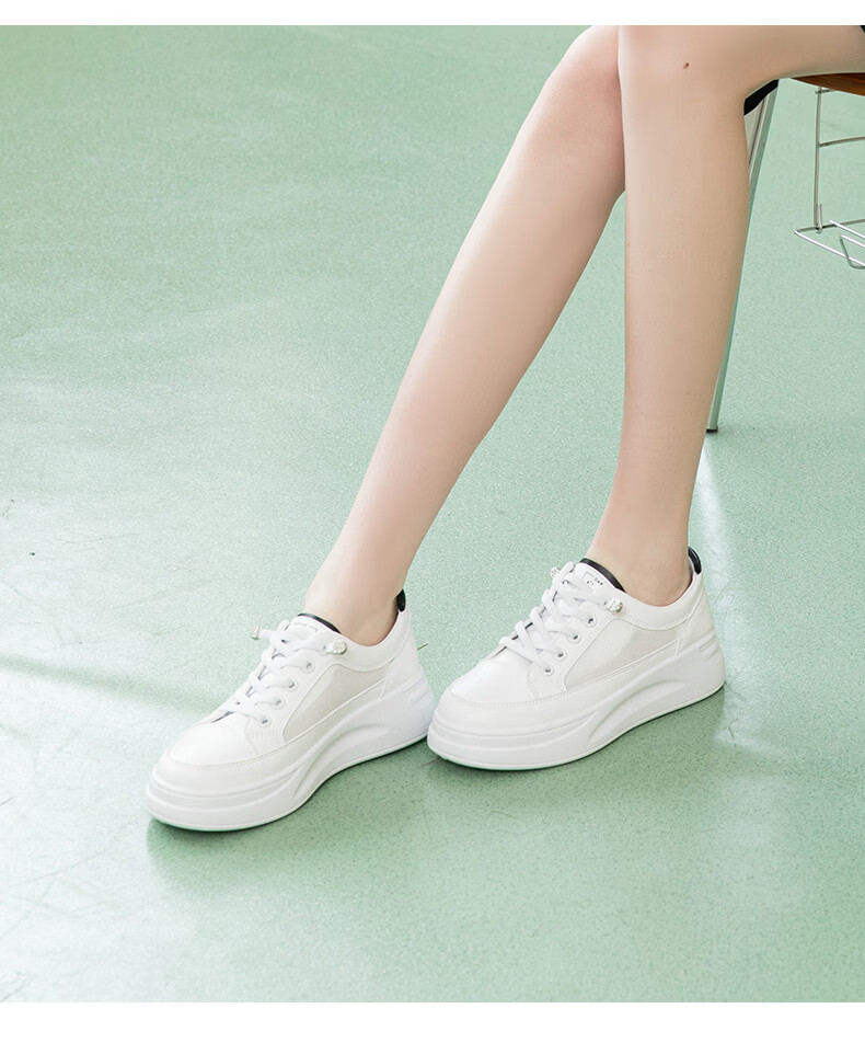 Daphne Women's Thick-Soled White Sneakers 2026 Summer New Breathable Mesh Sports Casual Shoes Trendy Ins Style Skate Shoes 4