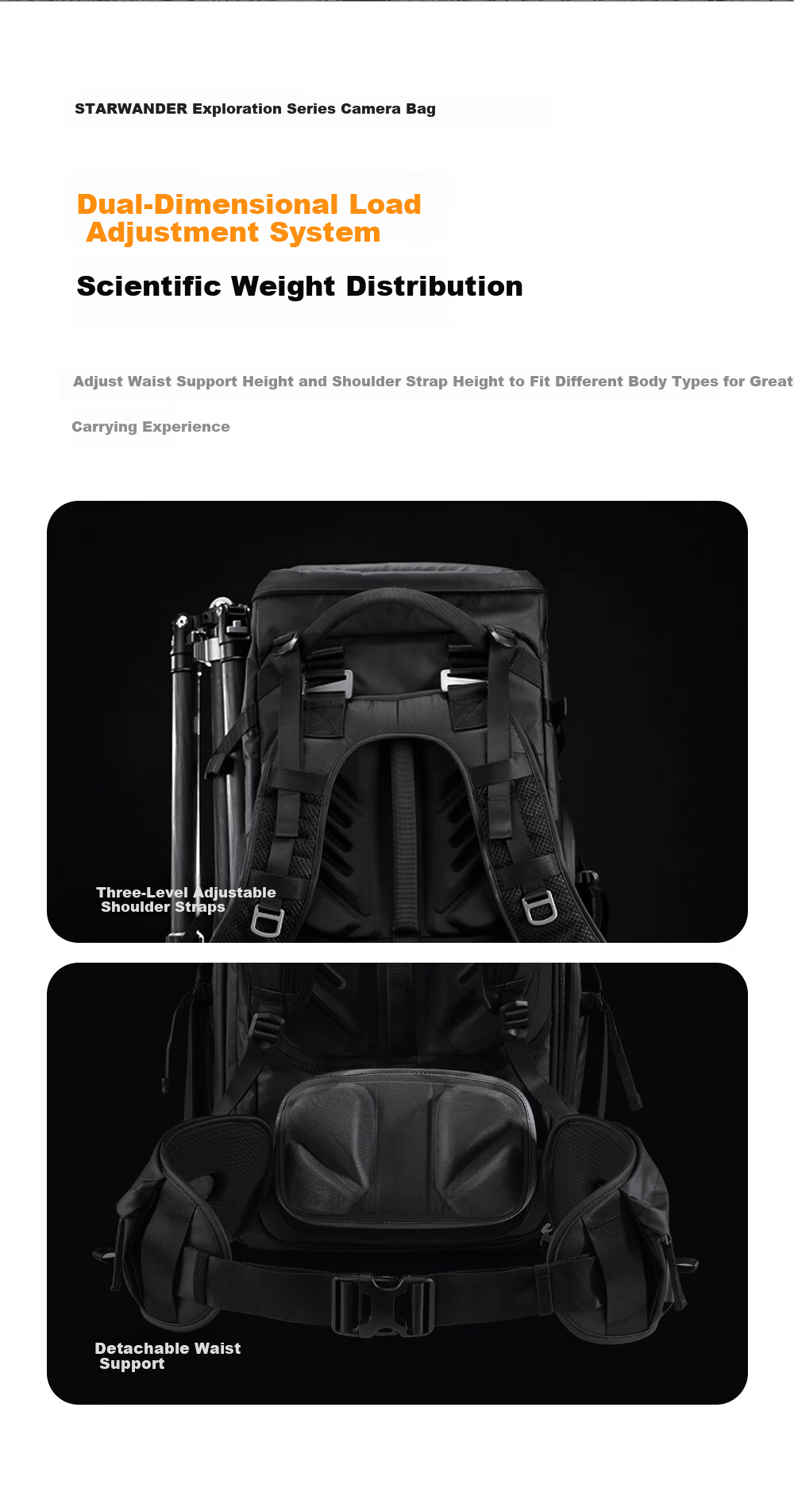 K&F CONCEPT Exploration Series Outdoor Hiking Photography Backpack Professional Carrying System Large Capacity 40L Travel Outdoor Hiking Multifunctional Camera Bag 6