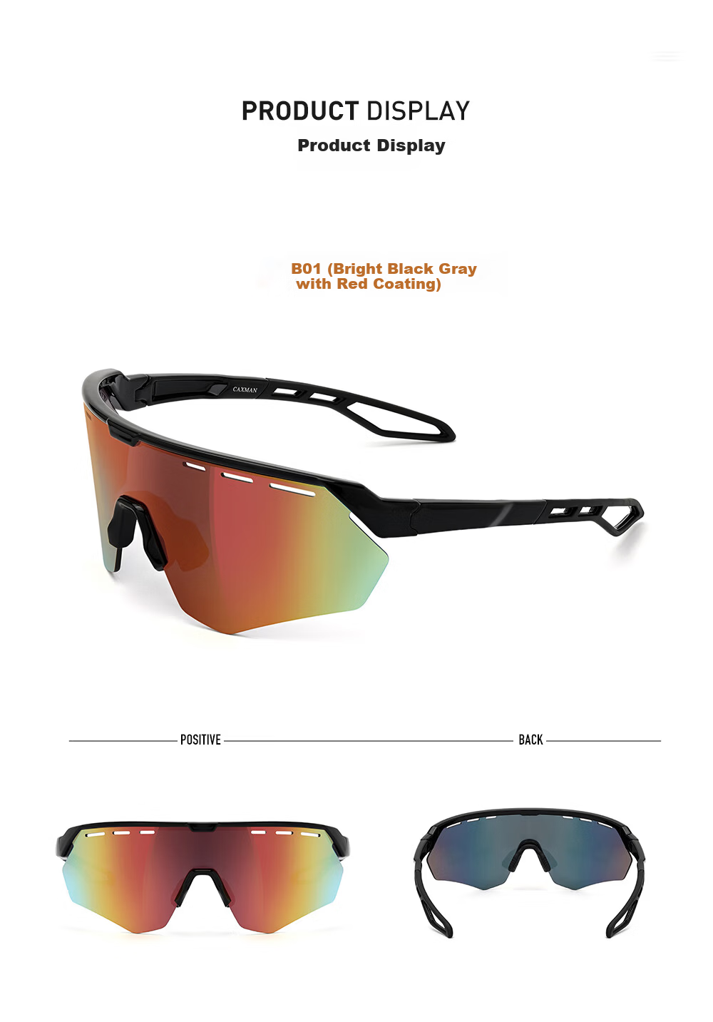 CAXMAN Cycling Glasses, Sports Running Sunglasses, Men's And Women's UV Protection, Hiking Sunglasses, Outdoor Protective Eyewear 5